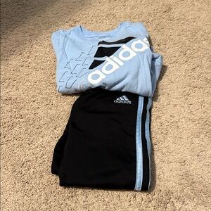 Adidas Light Blue and Black Sportswear Ensemble